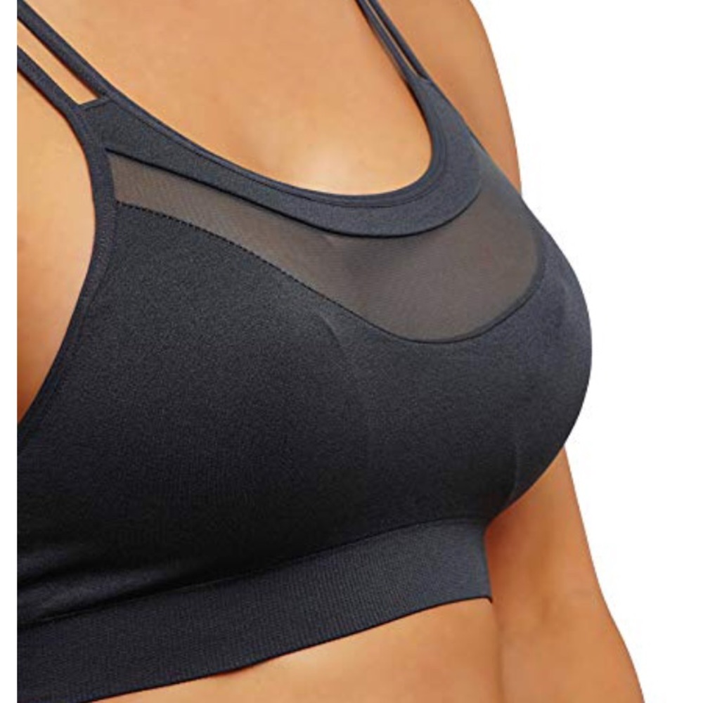 Beautiful mesh sports bra charcoal strappy back - Picture 3 of 3